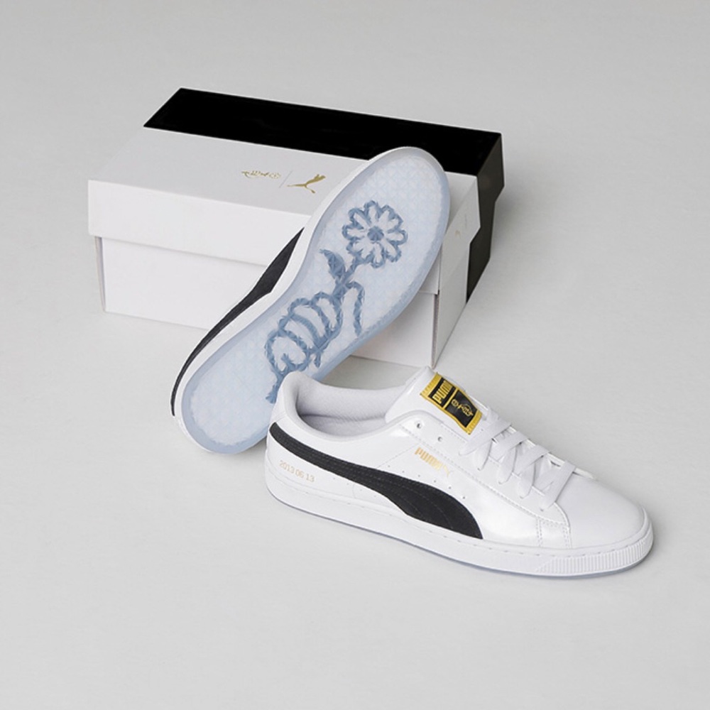 PUMA X BTS Basket Patent Sneakers